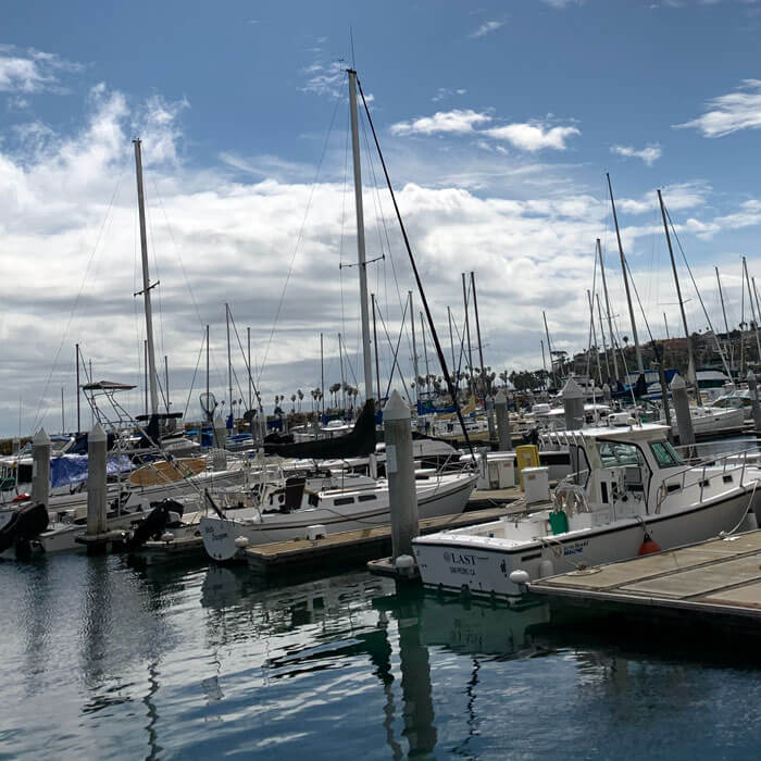 Dual-Console Boats and Daysailer Boats Parked at Dockyard in South California