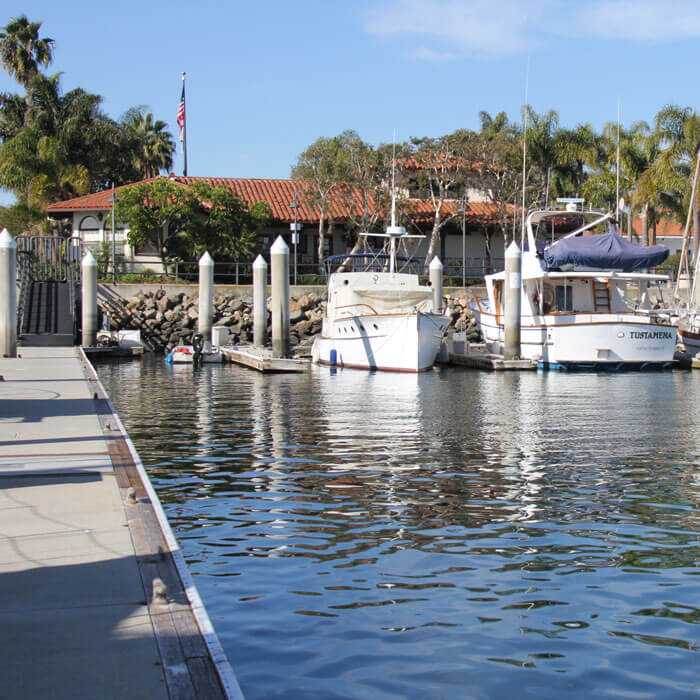 View of Marina Boats Parked at Dock in South California