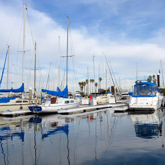 Cruising Sailboats Parked at Dockyard in South California