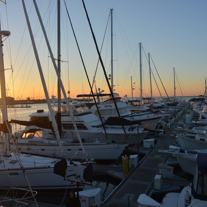 Boats Parked at Cabrillo Marina Dock in South California